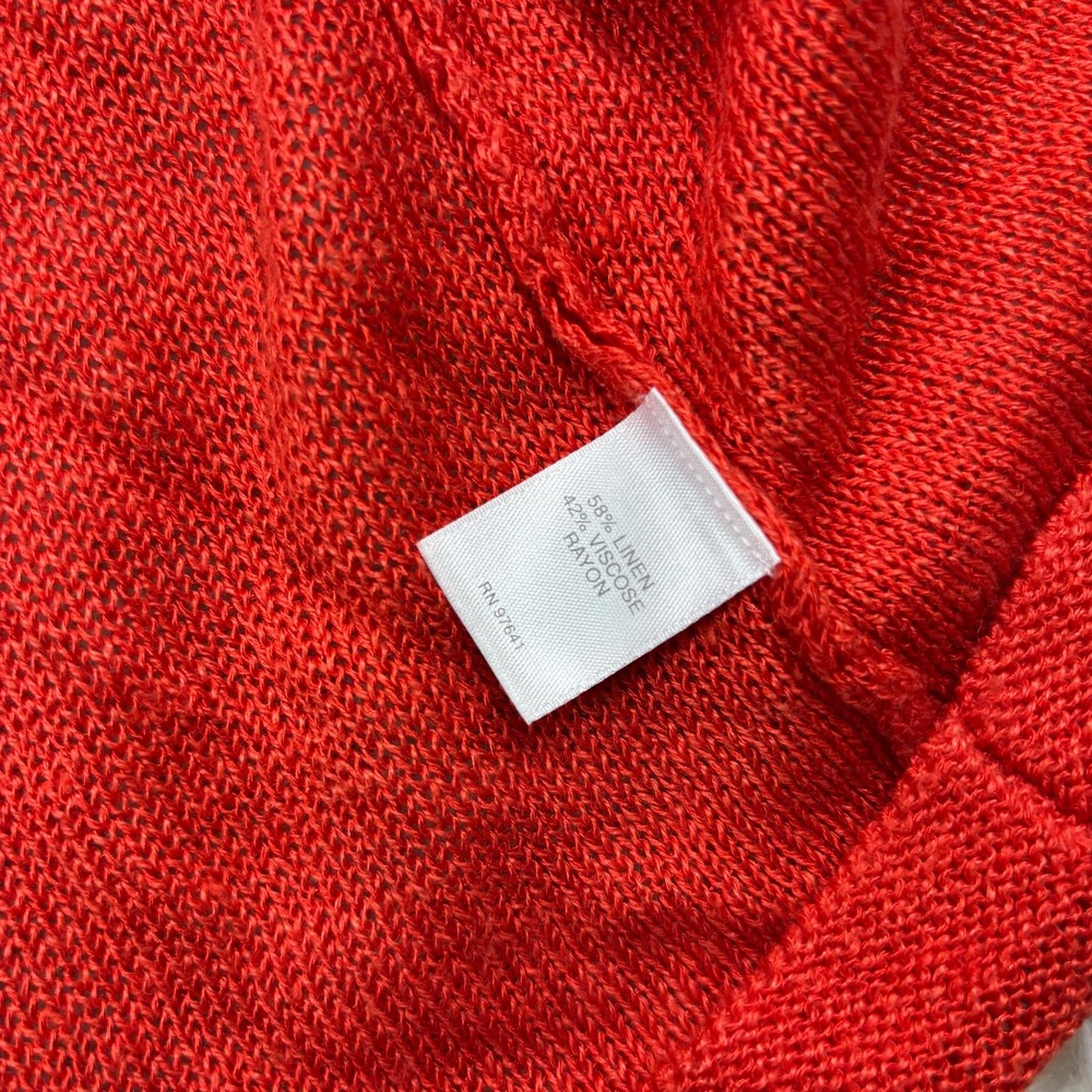 J. Jill Women's M Red Linen Blend Single Button Cardigan Coastal Beach Summer - Picture 5 of 7